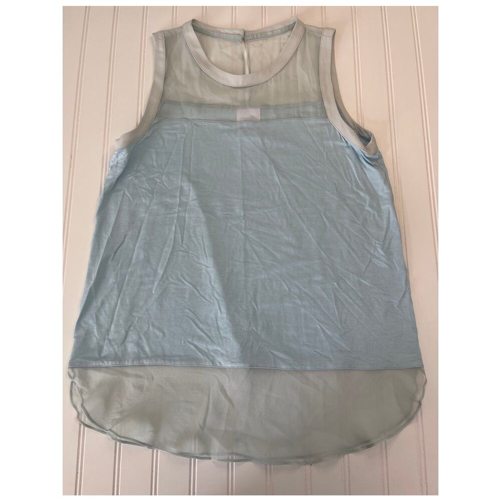 Luxury Chu Chu Loo Blue Sleeveless Top Silk Blend Made in USA Womens‎ Medium